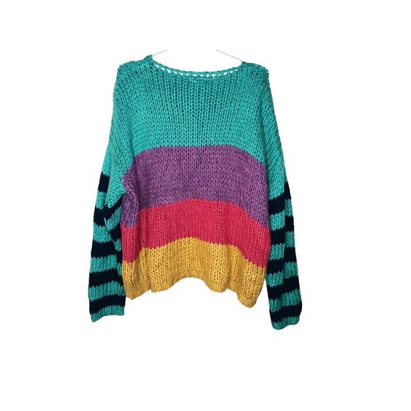 New with Tags Easel Soft Colorblock Knit Sweater Multicolor Striped Size L - Picture 3 of 9